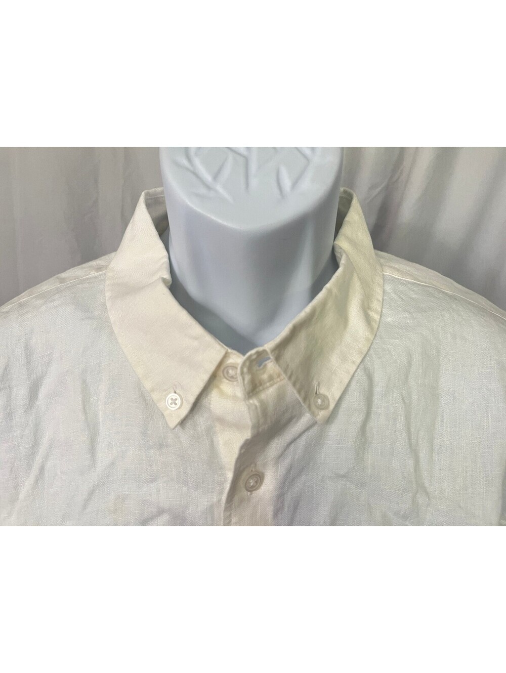 Everlane Men's Solid White Short Sleeve 100% Linen Shirt XL EUC